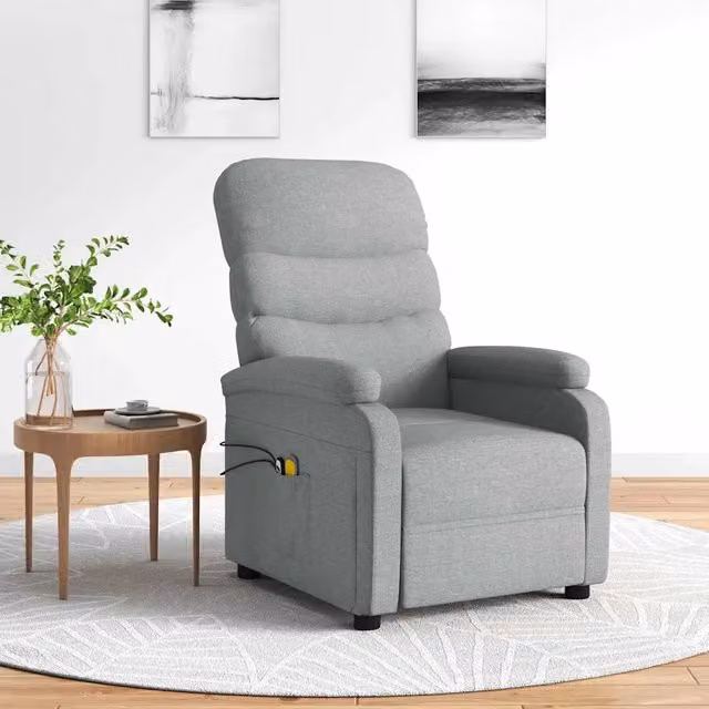 Poltrona Massaggiante Elettrica Grigio Chiaro in Tessuto 3073694