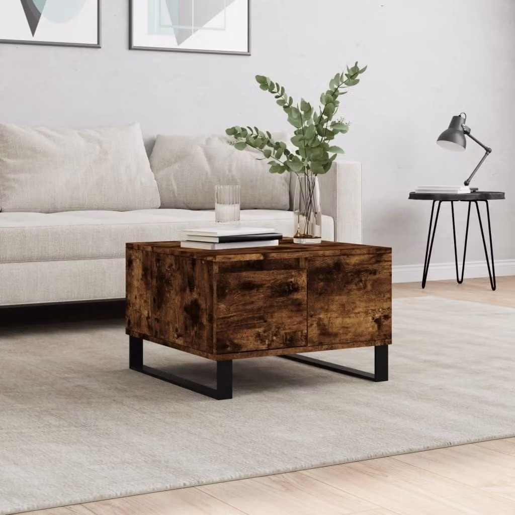 The Living Store tavolino in rovere fumé 55x55x36,5 cm materiale a base di legno