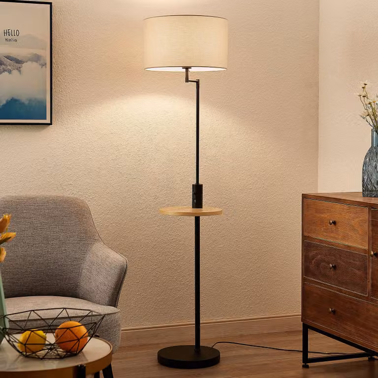 Lampada da terra Zinia Lindby, Nero, Soggiorno / Sala da pranzo, Metallo, Moderno, Lampada da terra