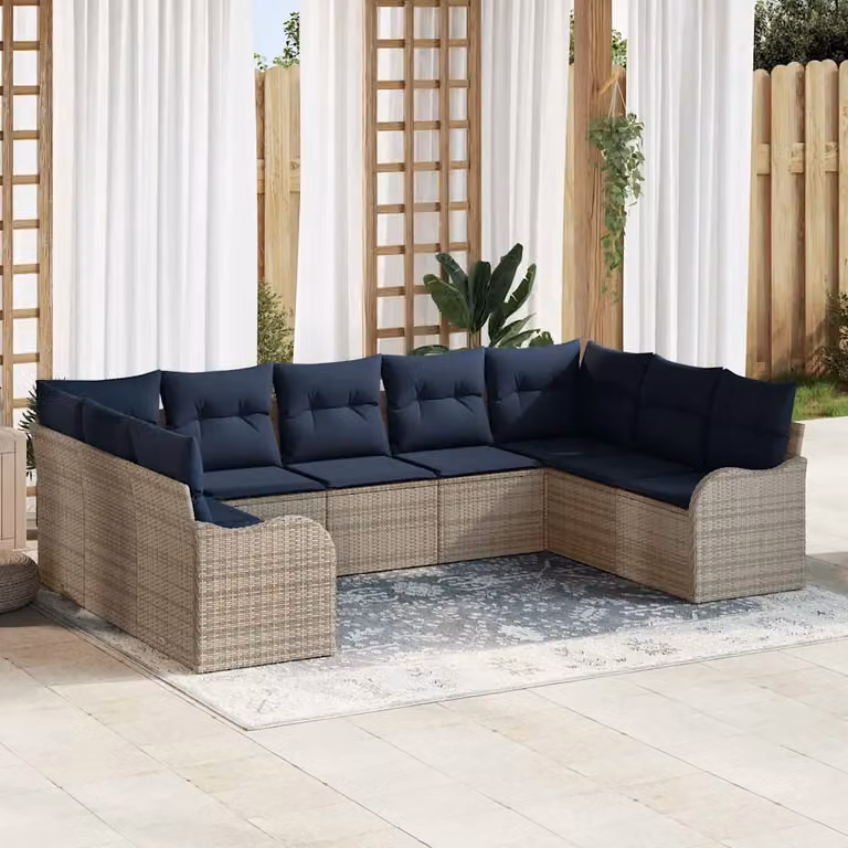 Set Divano da Giardino a L vidaXL Grigio con Cuscini Imbottiti e Struttura in Metallo Resistente ai Raggi UV