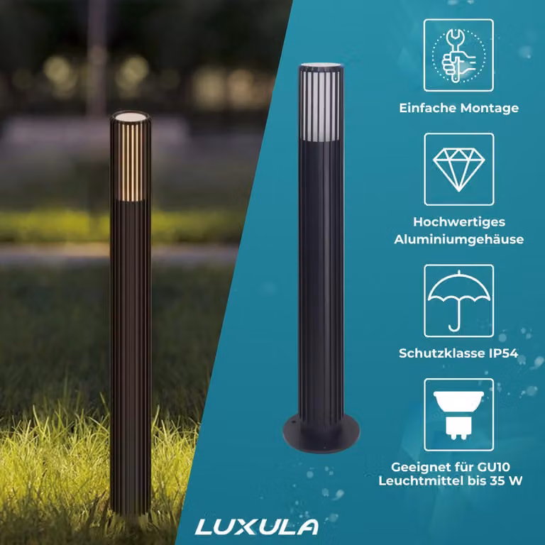 LUXULA Lampada da parete a LED, 10 W, nera, grado di protezione IP44