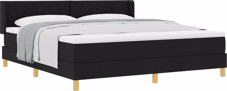 Letto boxspring con testiera nera 200 x 180 cm in tessuto