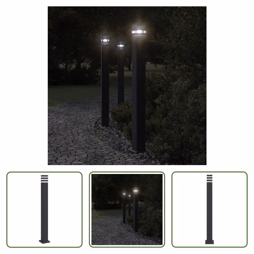 The Living Store: lampada da percorso con presa di corrente, nera, 110 cm, alluminio