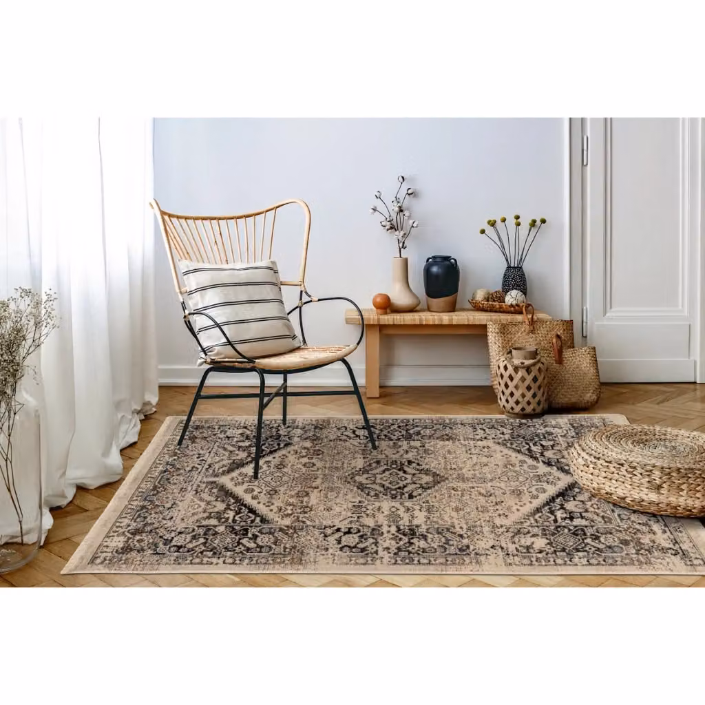 Tappeto Vintage Charin Kendra Home con Motivo Orientale Blu e Beige – 2