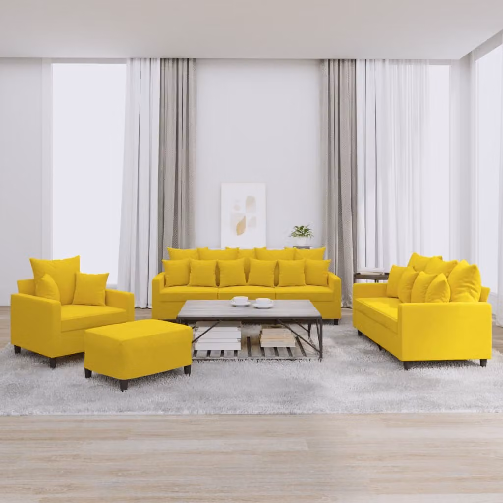 Maison Exclusive - Set divano 4 pezzi con cuscini in velluto giallo