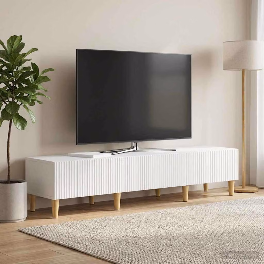Mobile TV moderno vidaXL Bianco Lucido in legno ingegnerizzato L: 147 cm, P: 34,5 cm, H: 30 cm