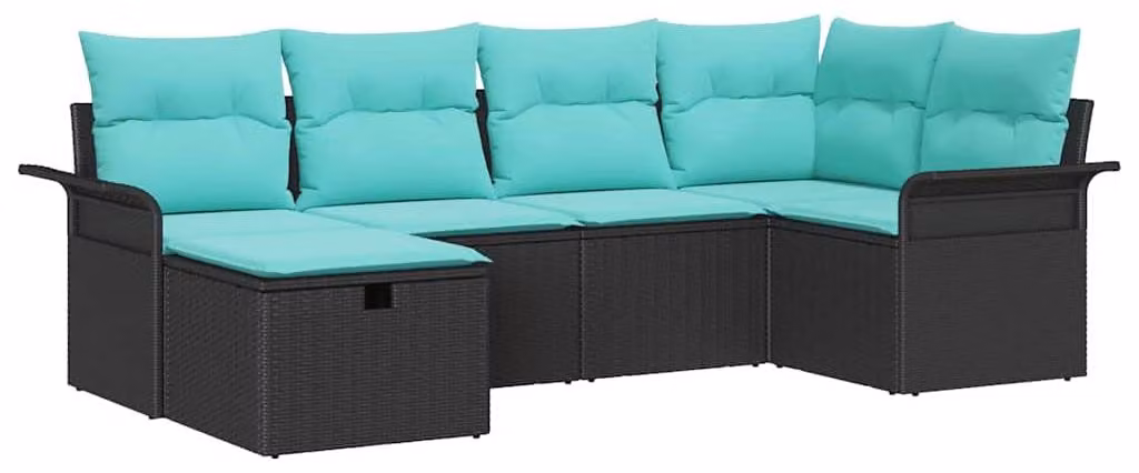 Set Divano da Giardino con cuscino 6 pcs Poly Rattan