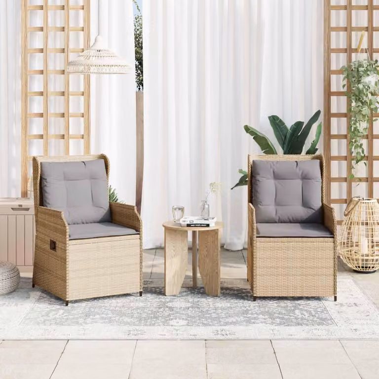 Maison Exclusive - Panca da giardino, 2 pezzi, color beige, in rattan sintetico