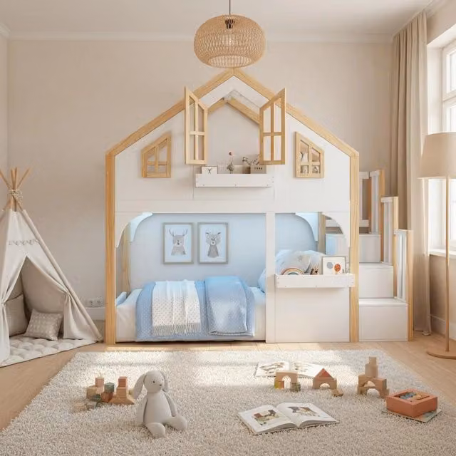 letto a castello in pino bianco 103 x 255 cm