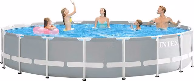Piscina circolare Iperbriko con struttura in acciaio grigia L: 610 cm, H: 132 cm