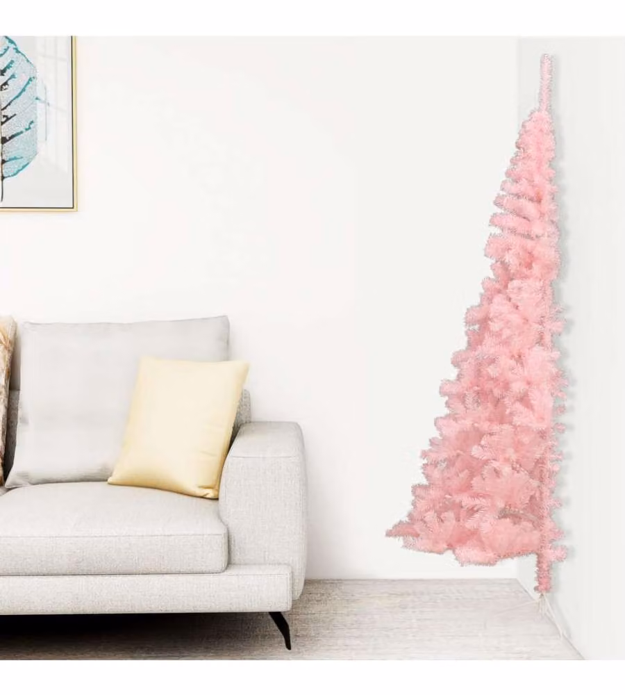 vidaXL Albero di Natale Artificiale Rosa in PVC con Supporto, Altezza: 240 cm – 1