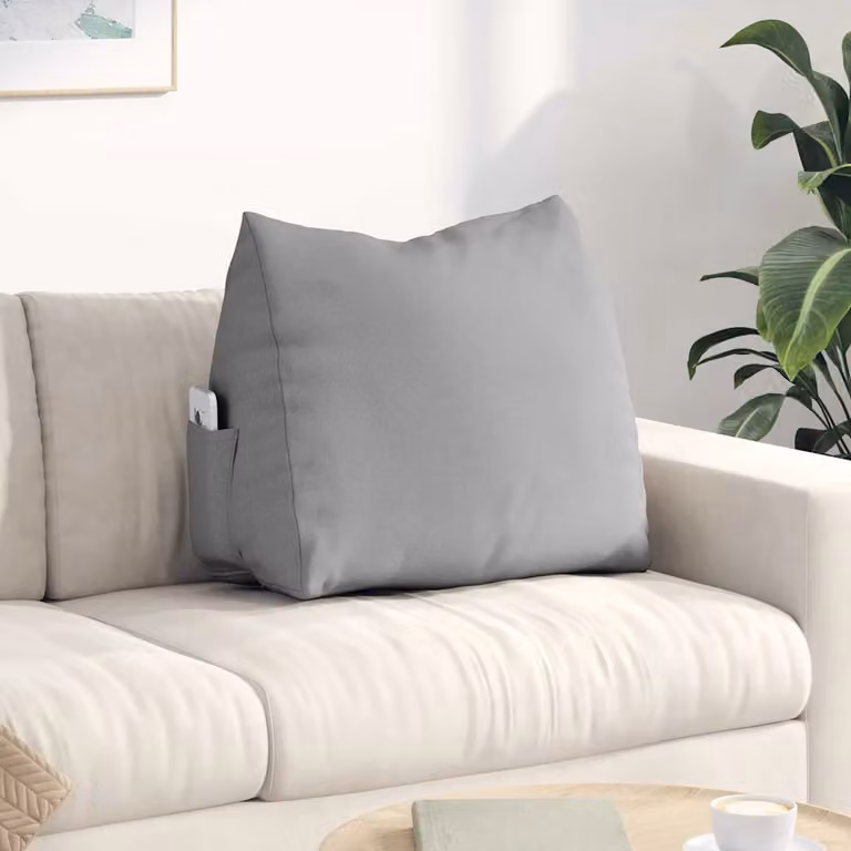 Cuscino a cuneo per la schiena vidaXL Grigio con rivestimento rimovibile in poliestere L 60 cm x P 20 cm x H 50 cm