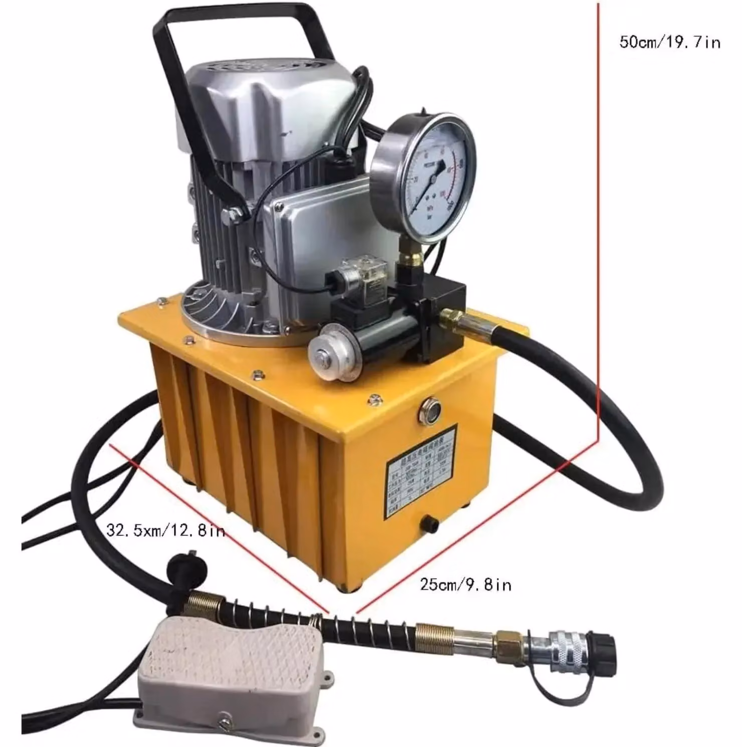 Pompa idraulica elettrica - 750 W - Azione semplice - Controllo tramite elettrovalvola - 7 litri - 700 bar - 220 V con spina di tipo EU