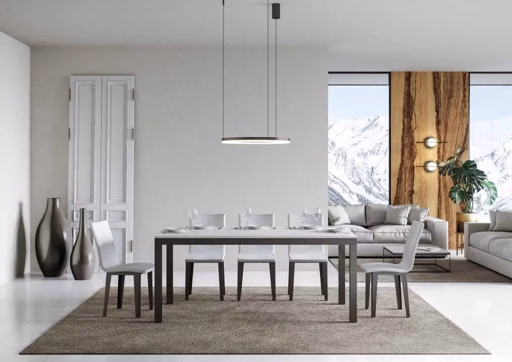 Tavolo da pranzo allungabile moderno GIORDANOSHOP in legno di frassino bianco L/P/H: 180-284 x 90 x 80 cm – 2