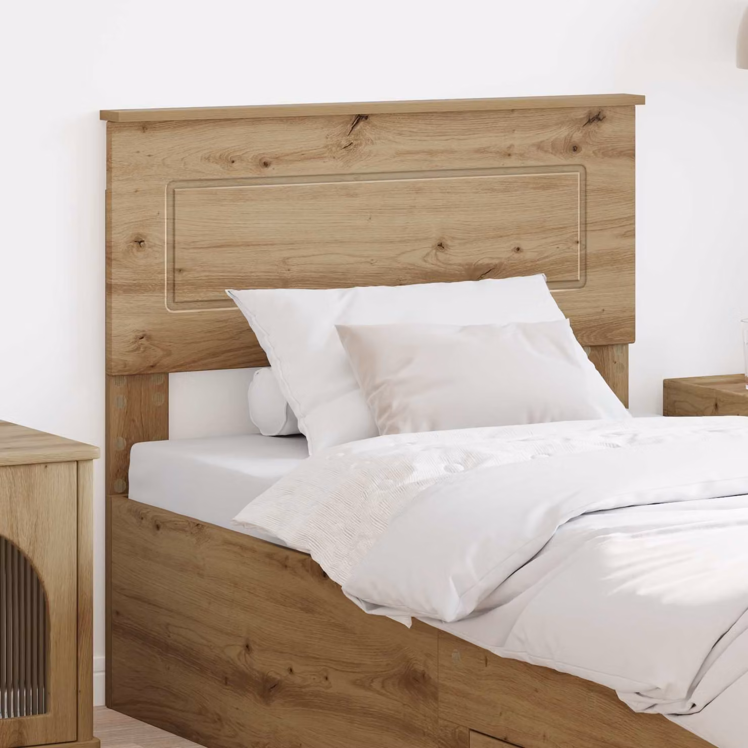 Testiera per letto moderna vidaXL in legno ingegnerizzato color rovere