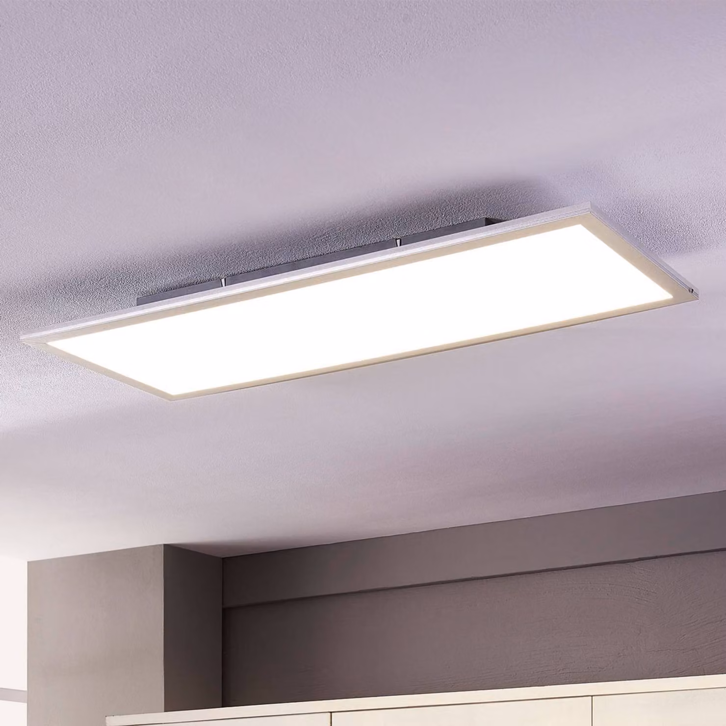 Pannello LED Lindby Livel, 4000K, 80 cm x 30 cm, argento, metallo Livel, Alluminio / Grigio / Zincato, Cucina, Plastica, Moderno, Pannello LED