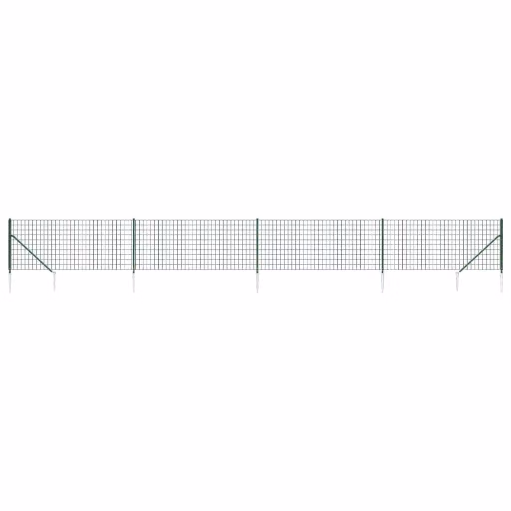 Recinzione Metallica con Picchetti Ancoraggio Verde 1,1x10 m
