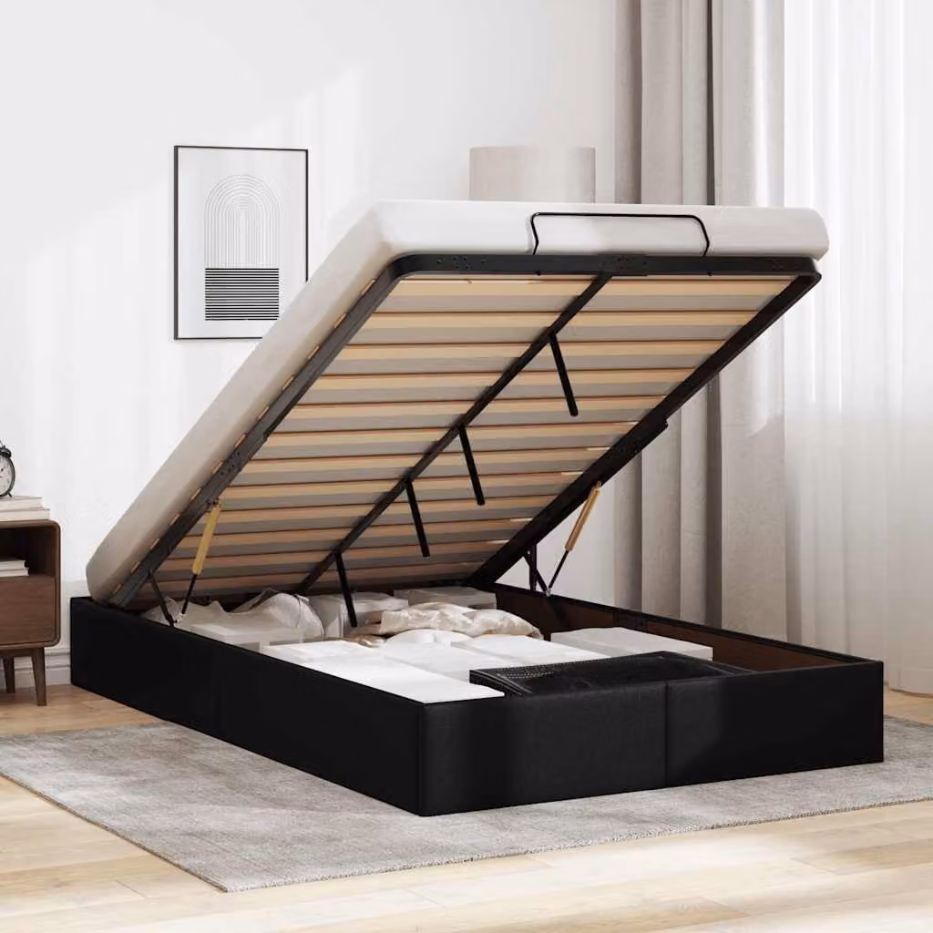Struttura Letto con Contenitore a Sollevamento vidaXL in Similpelle Nero L 120 x P 200 cm