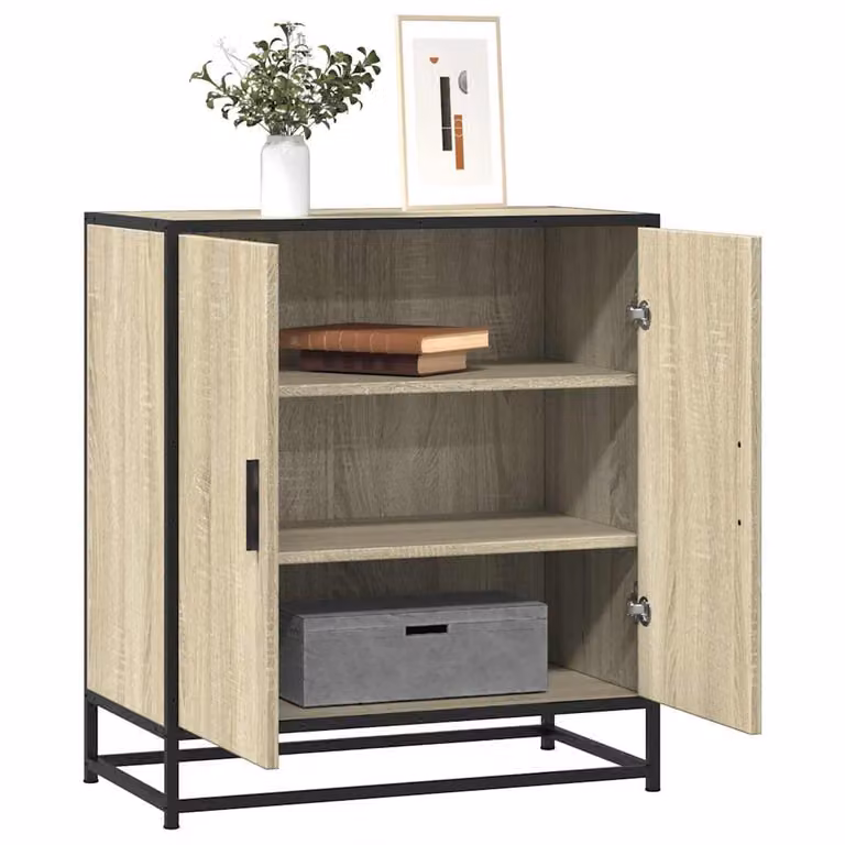 Credenza stile industrial vidaXL in MDF e metallo, colore marrone e beige, L: 68 cm, P: 35 cm, H: 76 cm