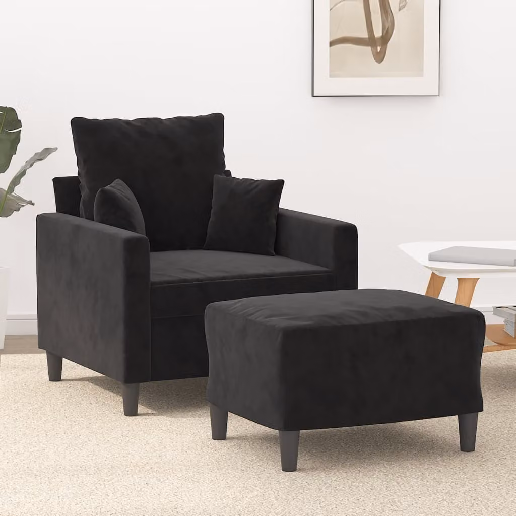 Maison Exclusive - Poltrona con poggiapiedi, nero, 60 cm, velluto