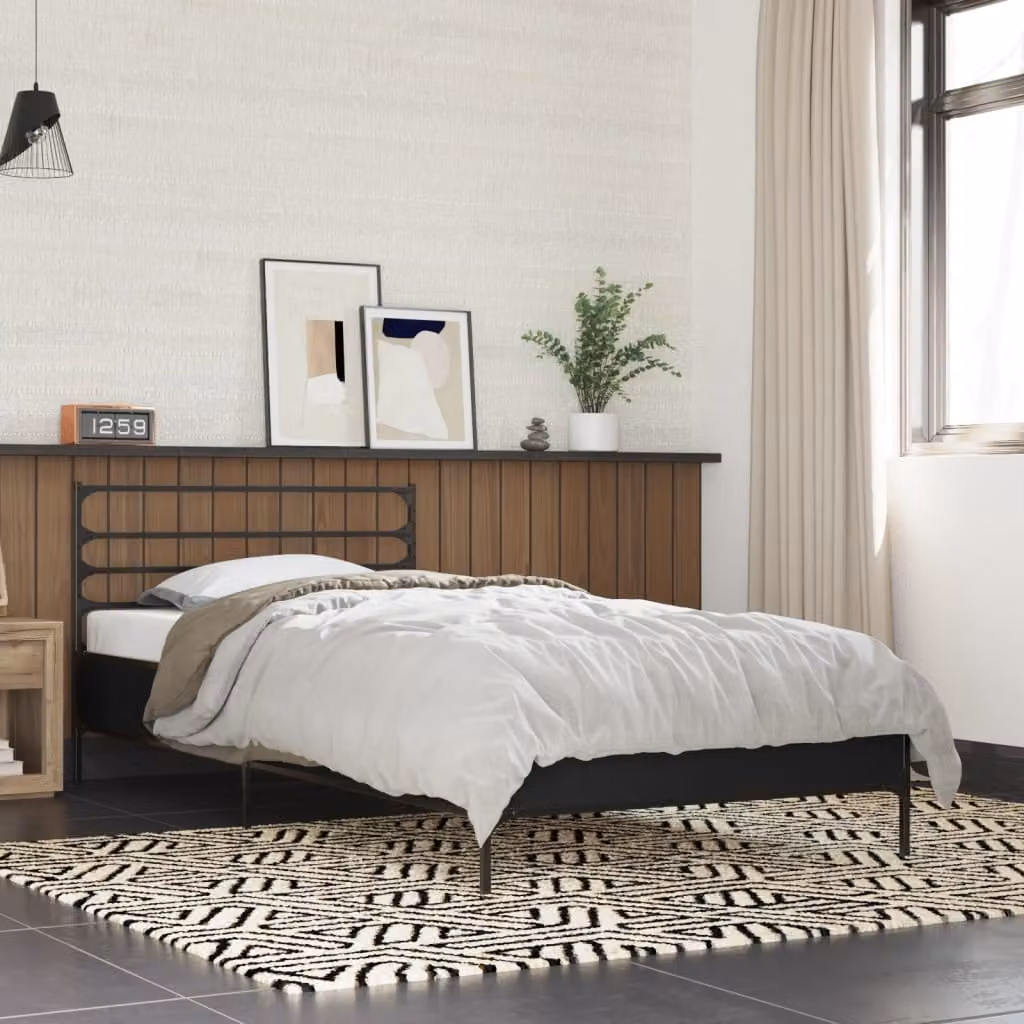 vidaXL Giroletto Nero in Metallo e Legno Multistrato 90x200 cm