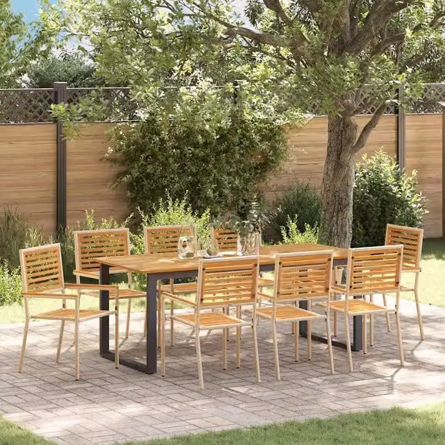 Set da Pranzo per Giardino 9 pz Beige Legno di Acacia Massello 3365471