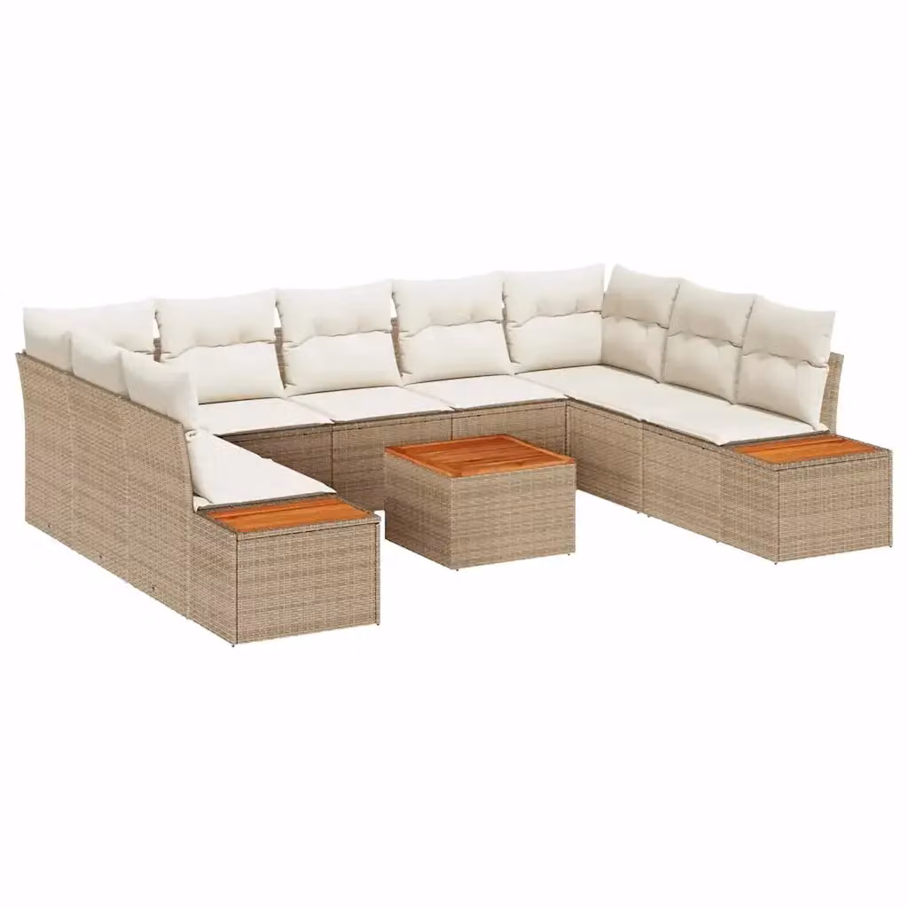Set Divano da Giardino a L vidaXL con Cuscini Beige e Bianco, Struttura in Metallo e Rattan per Terrazza o Giardino – 2