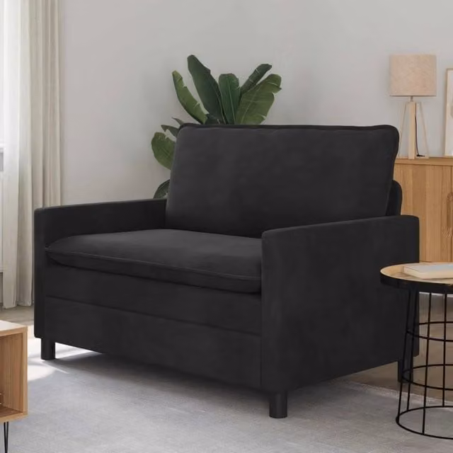 Divano moderno in velluto nero vidaXL L: 126 cm, P: 81 cm, H: 87,5 cm