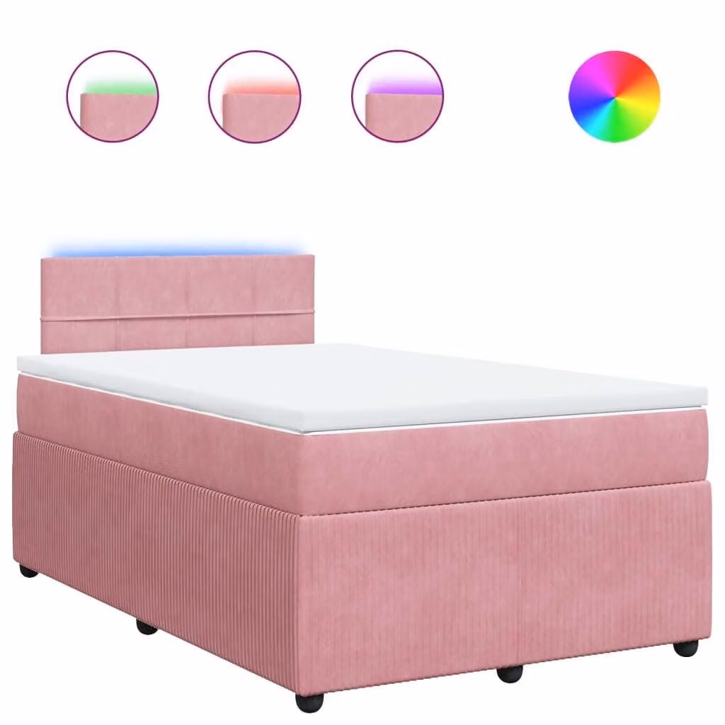 Giroletto a Molle con Materasso Rosa 120x200 cm in Velluto