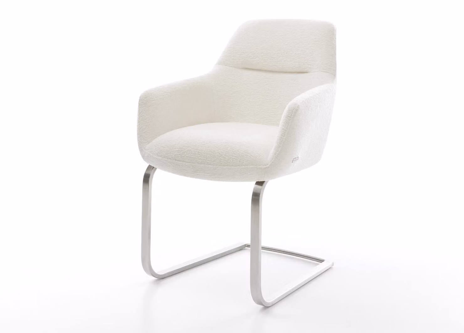 DELIFE sedia a sbalzo Pejo-Flex Bouclé Soft Beige sedia a sbalzo con nucleo a molle insacchettate in acciaio inossidabile