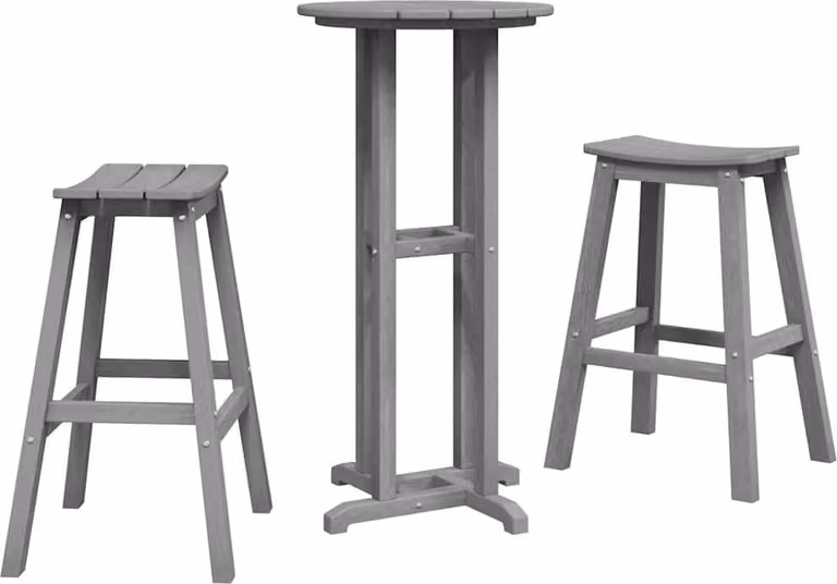 Set Bar da Giardino 3 pcs Grigio chiaro HDPE