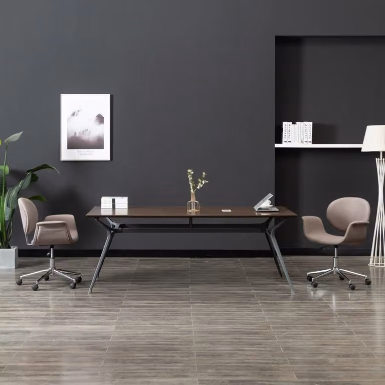 The Living Store Sedia da ufficio girevole in tessuto tortora