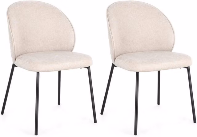 Set 2 Sedie 54x60x83 cm Wendy in Tessuto Nero e Beige