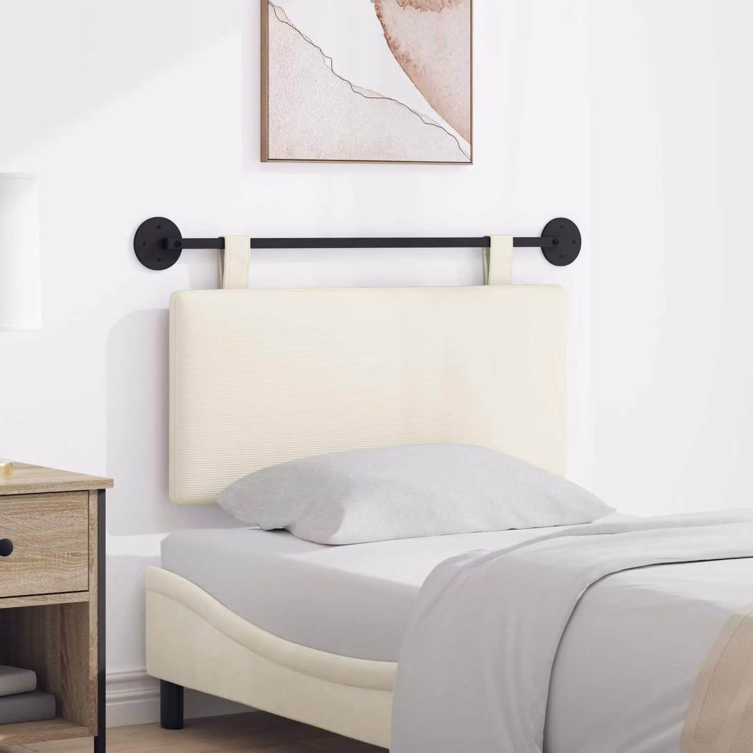 Testiera sospesa vidaXL in tessuto cord beige con design moderno e pannello imbottito