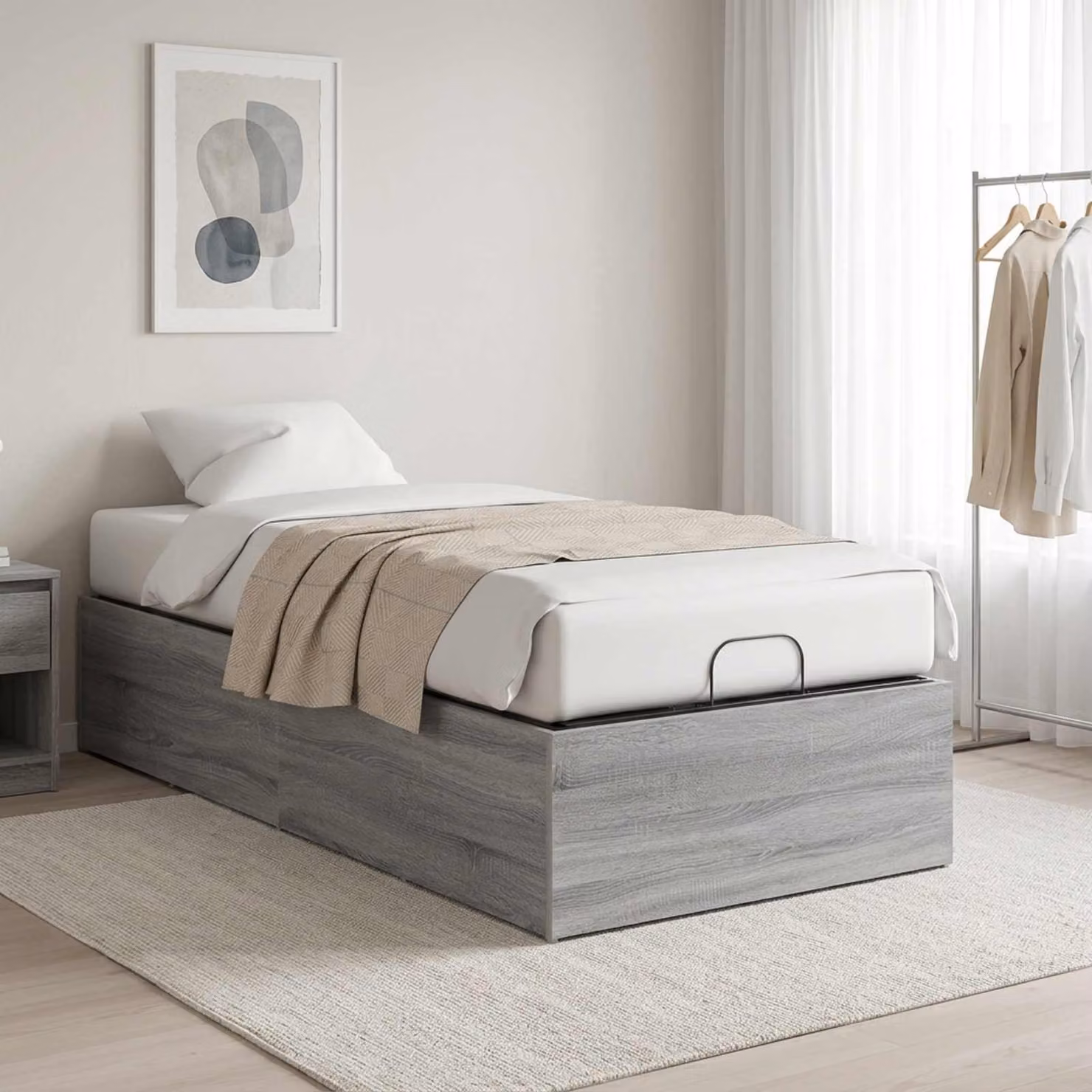 vidaXL Giroletto per rete letto regolabile Sonoma grigio L 90 x P 200 cm