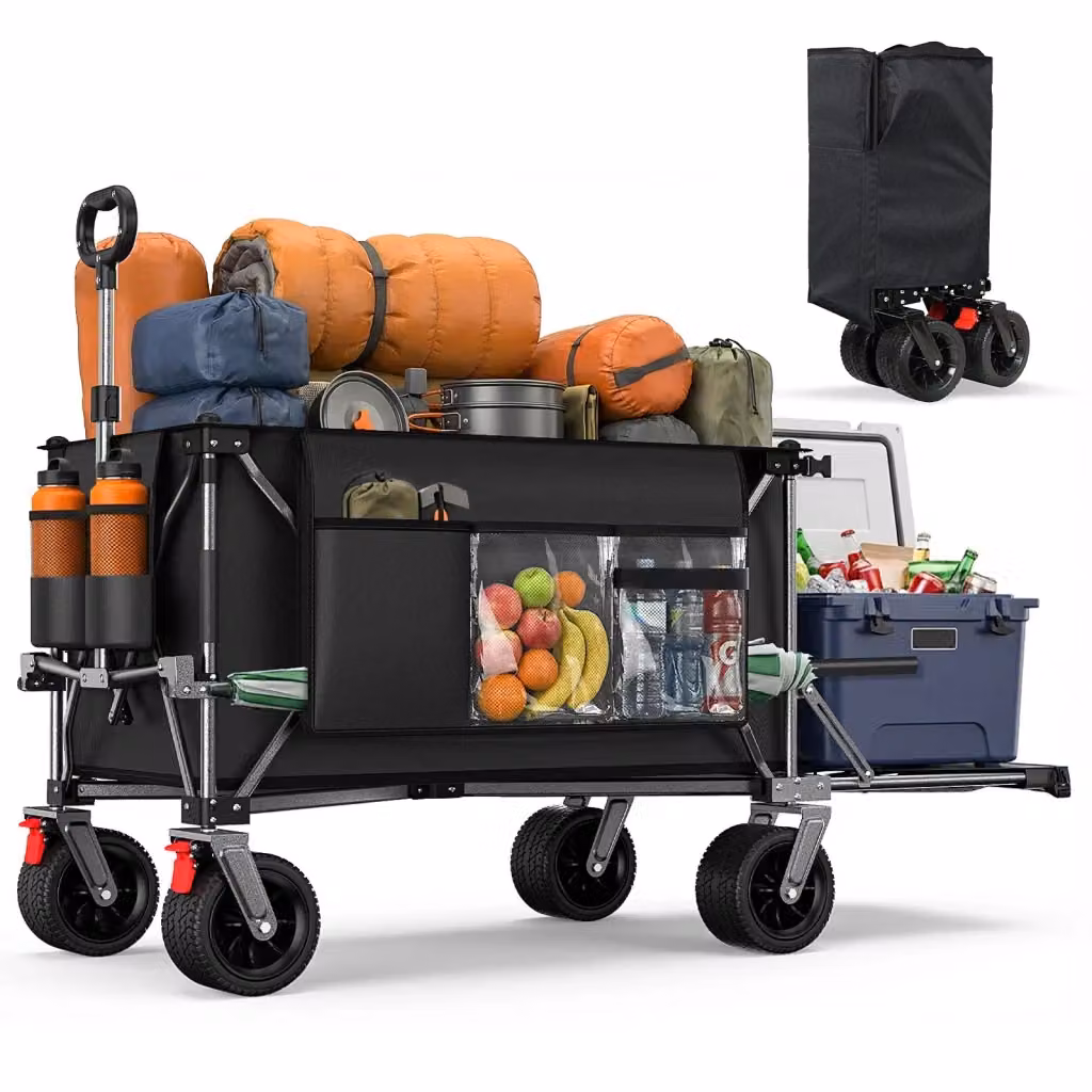 Carrello pieghevole WISHDOR con sponda posteriore estensibile e ruote all-terrain, nero/grigio – 2