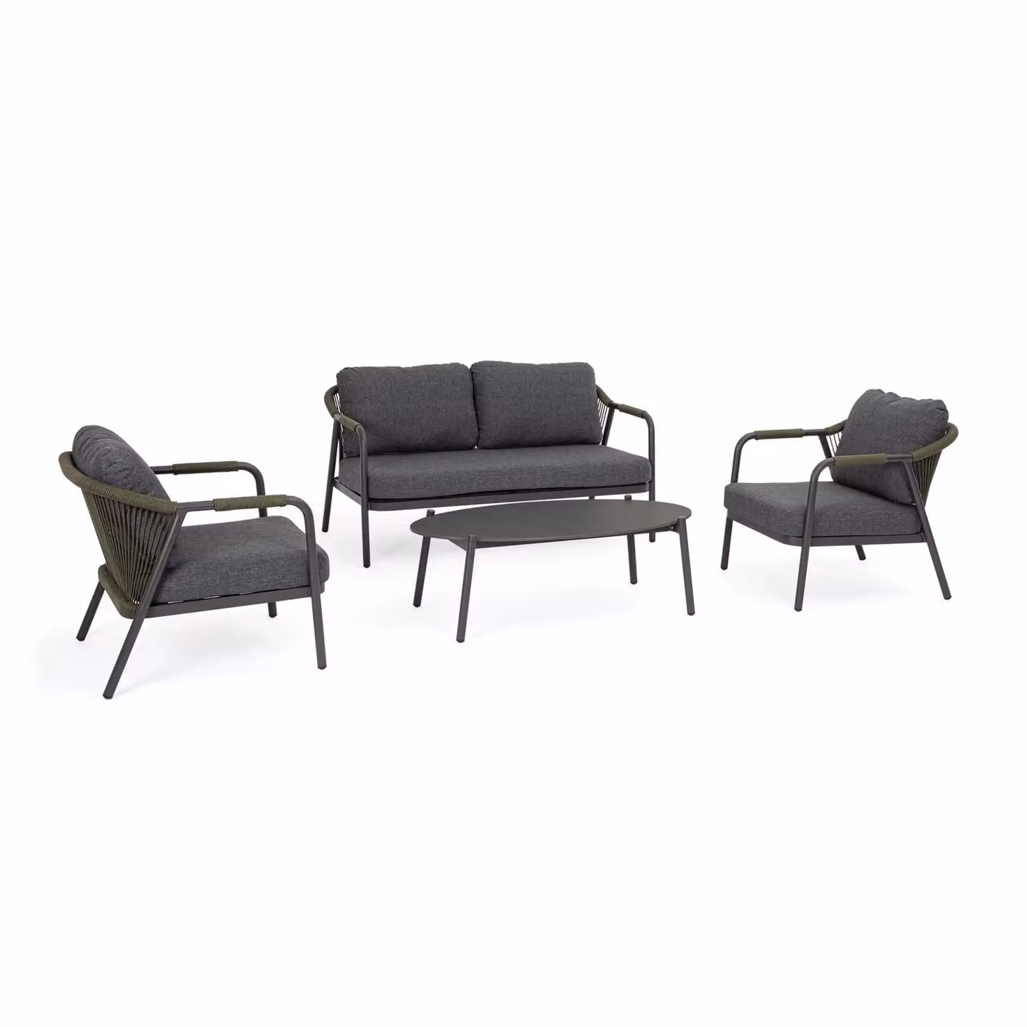 Set salotto da giardino VEJER con cuscini e struttura antracite