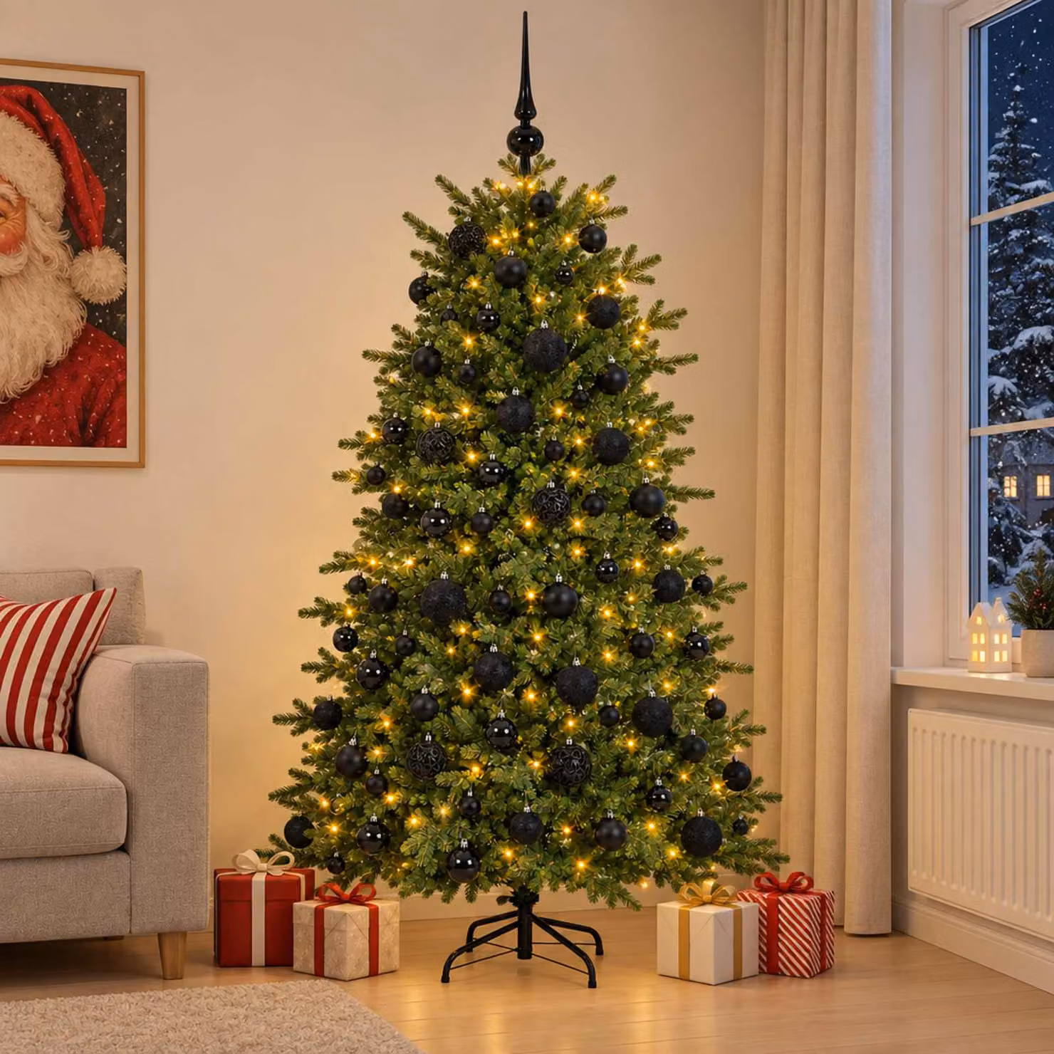 vidaXL Albero di Natale artificiale con palline 240 cm 300 LED
