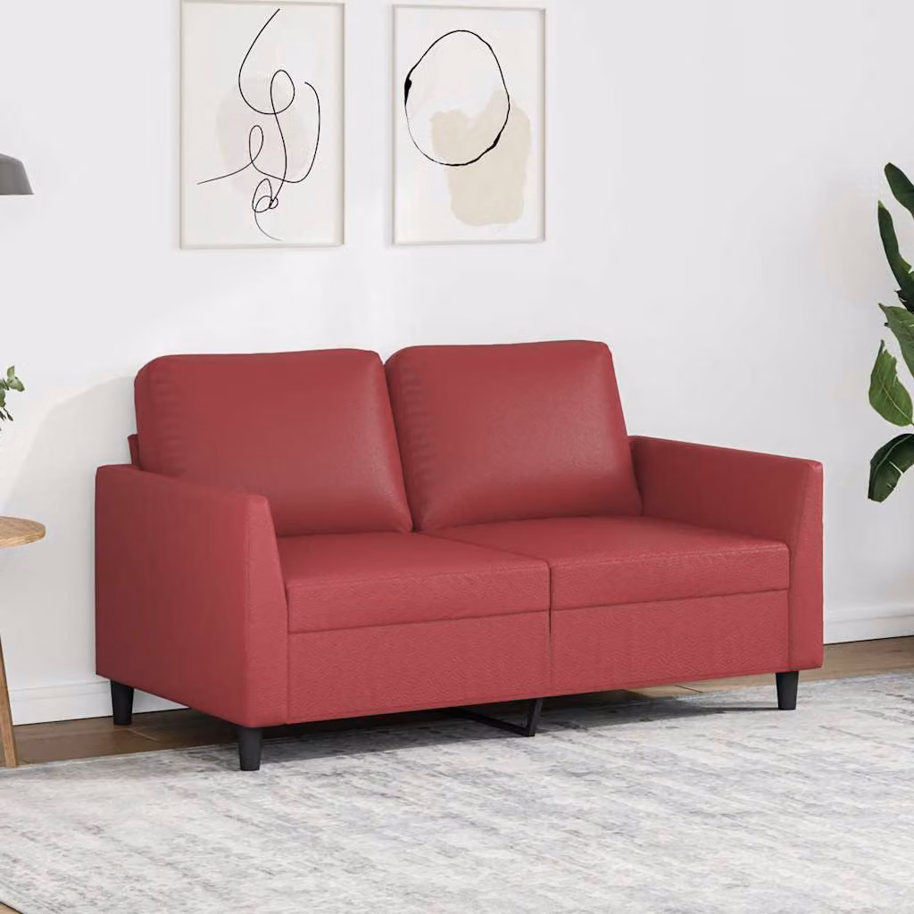 vidaXL Divano a 2 Posti Moderno in Similpelle Rosso con Funzione Letto e Struttura in Metallo per Soggiorno L: 140 cm, P: 80 cm, H: 77 cm