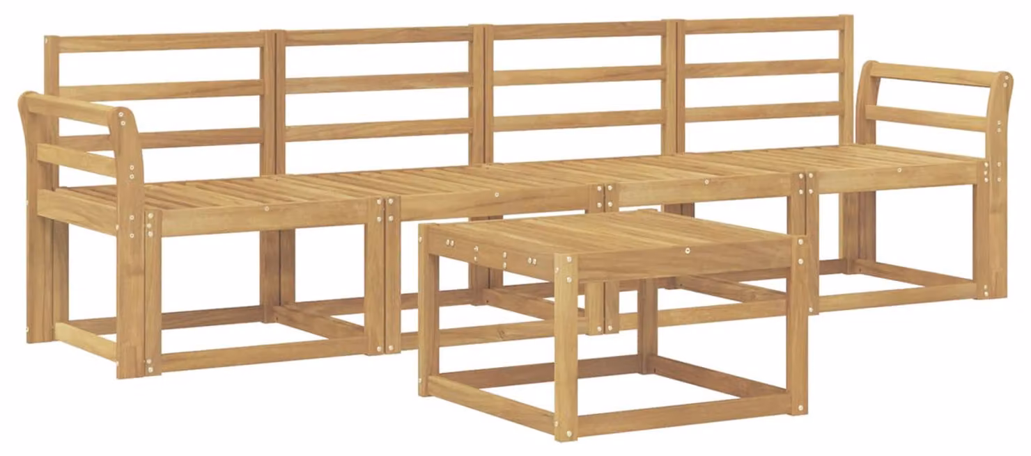 Set di divani da esterno, 5 pezzi, colore bianco, dimensioni 59 x 59 x 37 cm