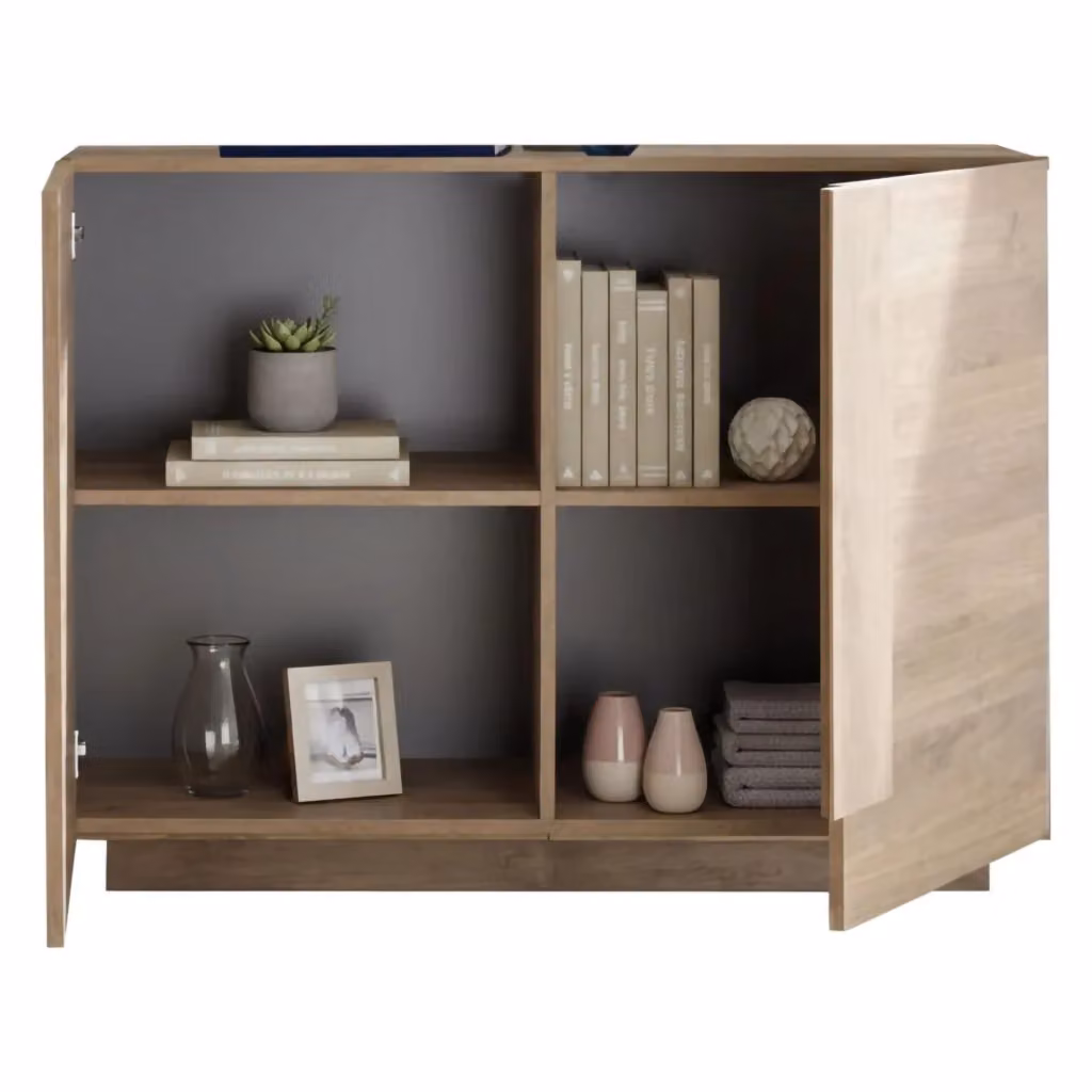 Madia Introd DMORA con 2 ripiani, colore marrone rovere, L 120 x P 44 x H 90 cm – 2
