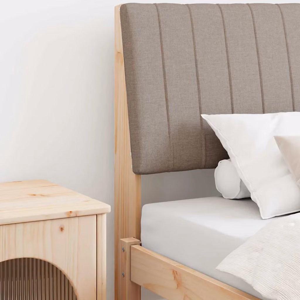 Testiera imbottita Talpa vidaXL in pino massello, colore beige, larghezza: 100 cm
