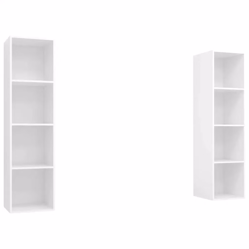 Set di 2 Mobili TV da Parete vidaXL in Legno Multistrato Bianco Opaco per Soggiorno – 2