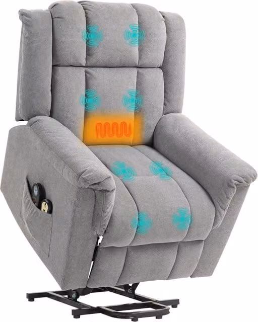 Poltrona Reclinabile Elettrica Massaggiante con Riscaldamento ¨C Minimal ¨C Grigio Scuro