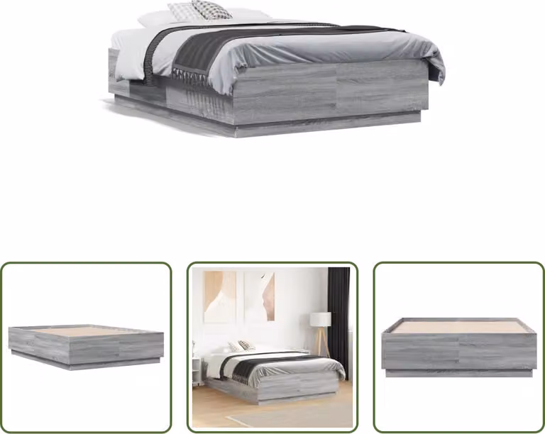 The Living Store Struttura letto grigio Sonoma 120x190 cm in legno