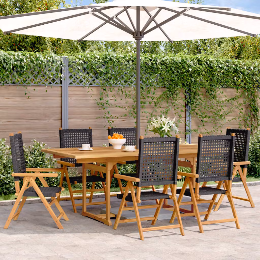 Maison Exclusive - Set da pranzo da giardino a 7 pezzi in rattan sintetico e legno massello nero