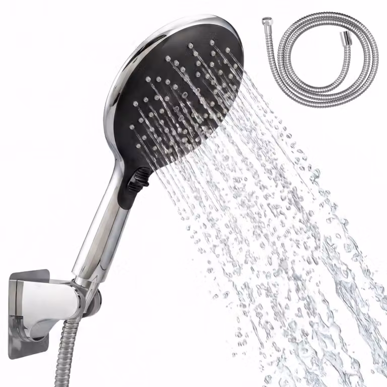 Set di rubinetto da doccia eluno, completo di tubo flessibile e supporto a parete, colore nero