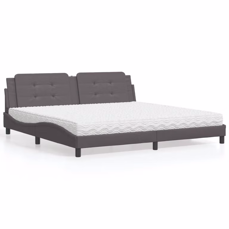 Letto con Materasso Zadar vidaXL Grigio in Similpelle e Tessuto L/P/H: 200 x 200 x 74,5 cm