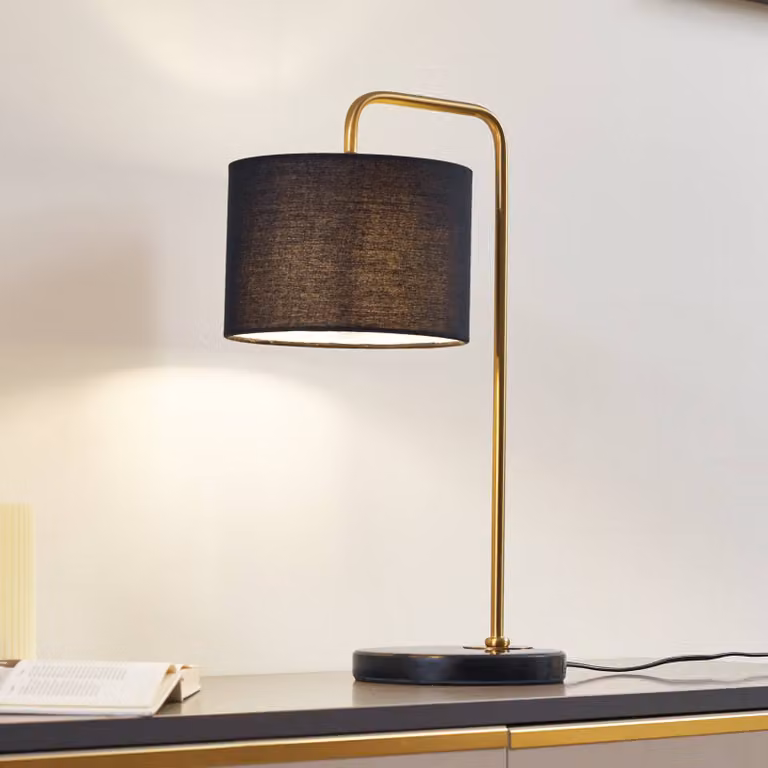 Lampada da tavolo Hillary Lindby, Nero, Soggiorno / Sala da pranzo, Tessuto / Stoffa / Seta, Scandinavo, Lampada da tavolo