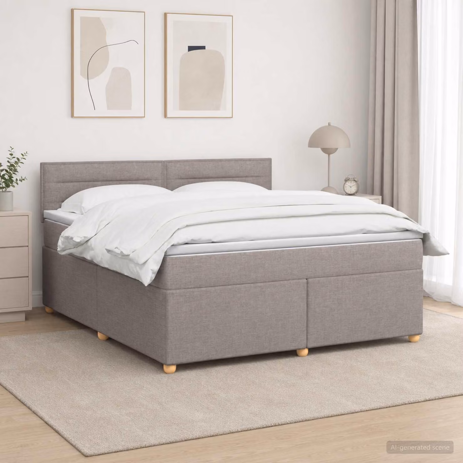 Maison Exclusive - Letto boxspring con materasso Taupe 160 x 200 cm Tessuto